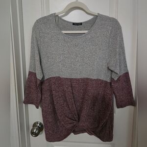 Pink Clove Gray and Purple Colorblock Top